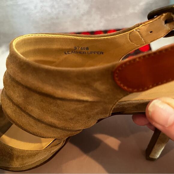 J. Crew Nicola Platform Suede Slingback Heels Toffee Sz 5.5 with box - Picture 10 of 16